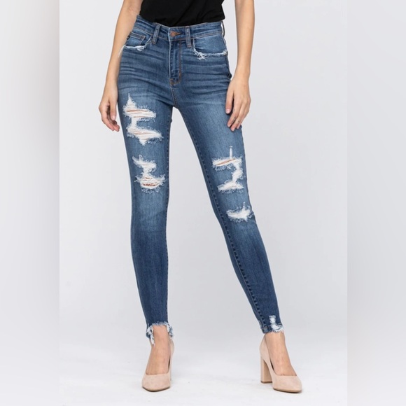 Judy Blue Destructed Skinny Fit Jean - Picture 2 of 16